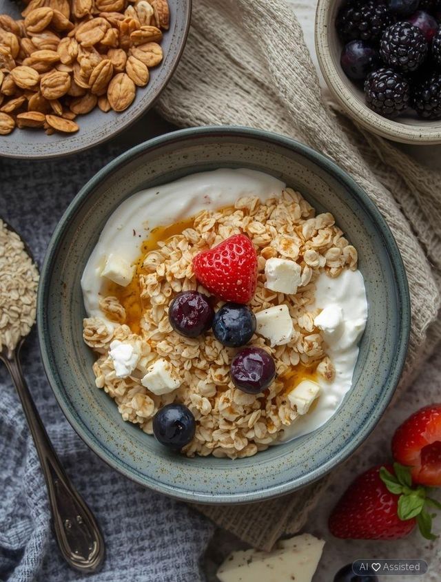White Cheese and Greek Yogurt with Oatmeal