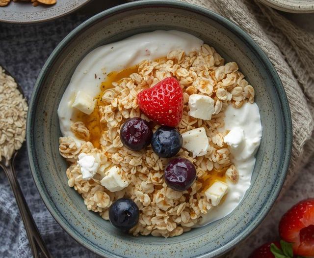White Cheese and Greek Yogurt with Oatmeal