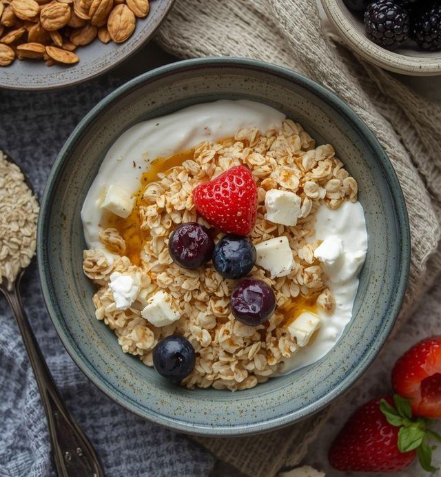 White Cheese and Greek Yogurt with Oatmeal