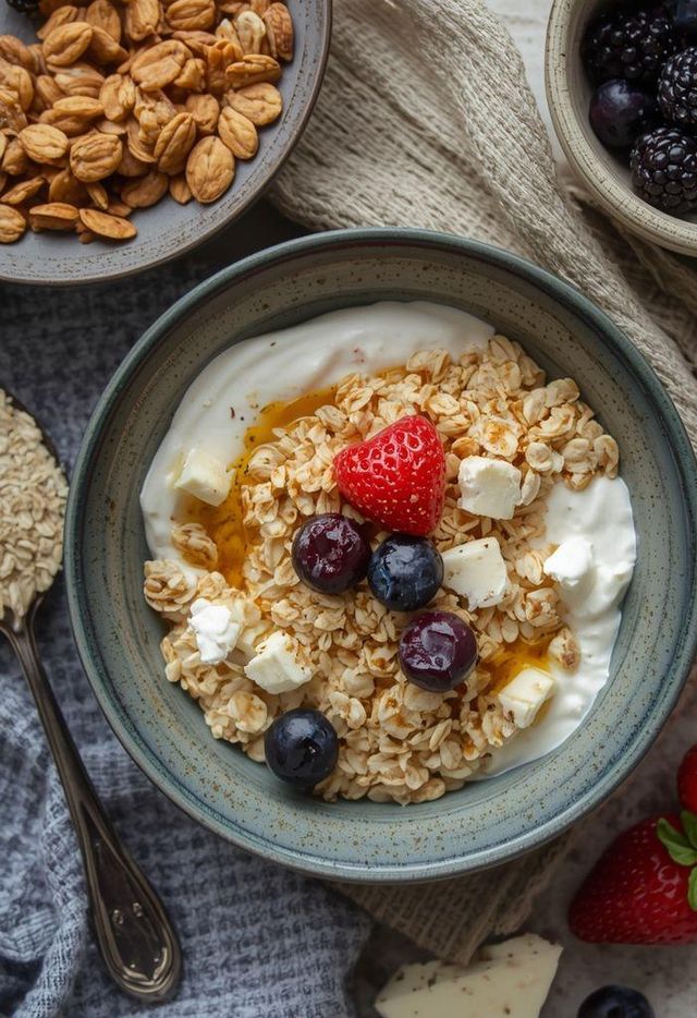 White Cheese and Greek Yogurt with Oatmeal
