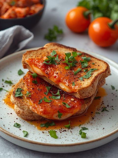 Vollkorn-Toasties mit Käse, Paprika und Sopot-Lende