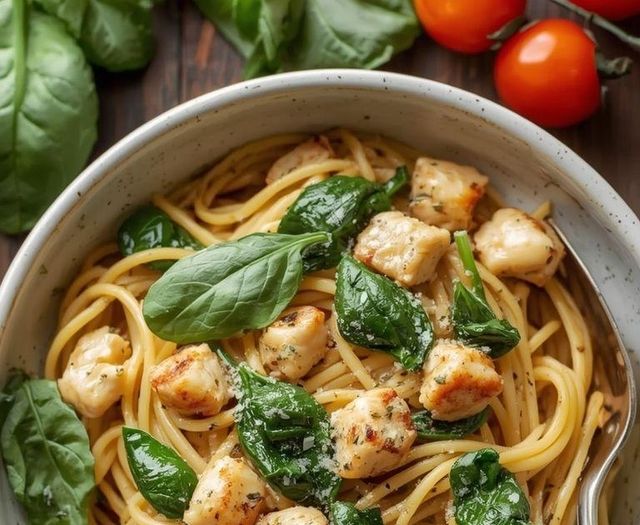 Spaghetti with Spinach and Chicken