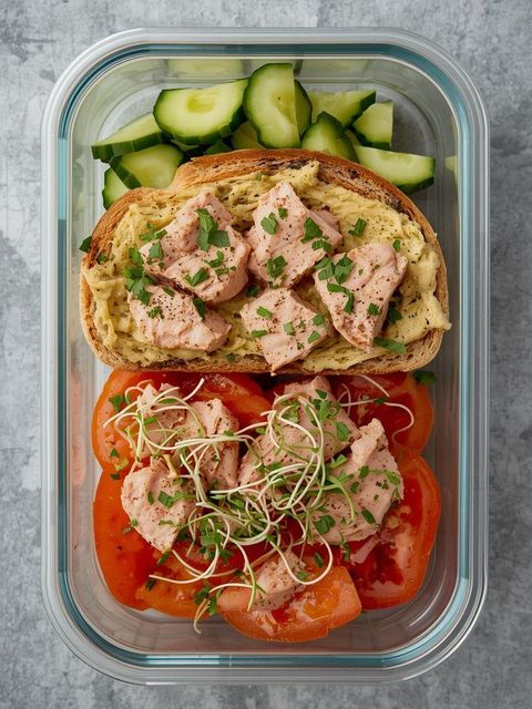Sandwiches mit Thunfischpaste und eingelegten Gurken