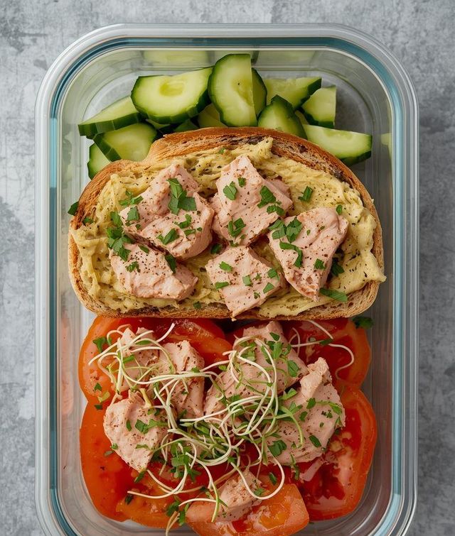 Tuna Paste Sandwiches and Pickled Cucumber