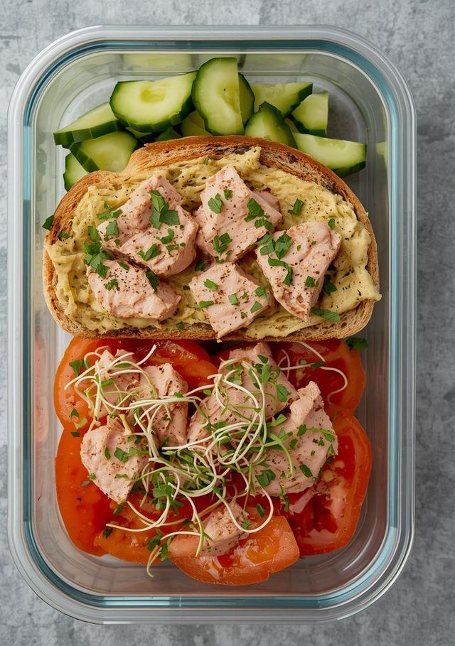 Sandwiches mit Thunfischpaste und eingelegten Gurken
