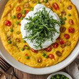Vegetable Omelet with Dill-Garlic Sauce