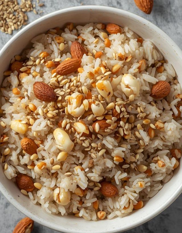 Reis mit Haselnüssen und Sesam