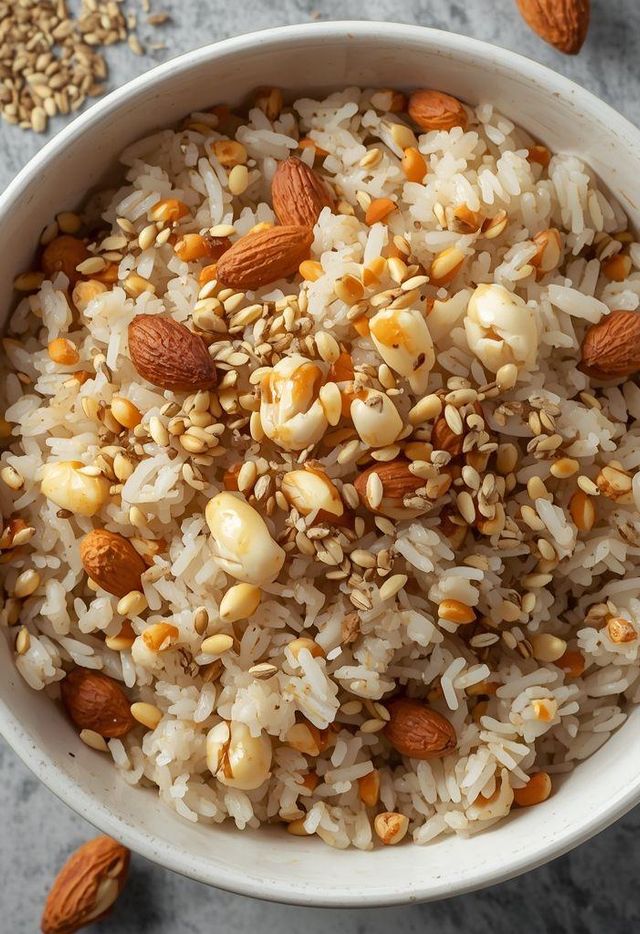 Reis mit Haselnüssen und Sesam