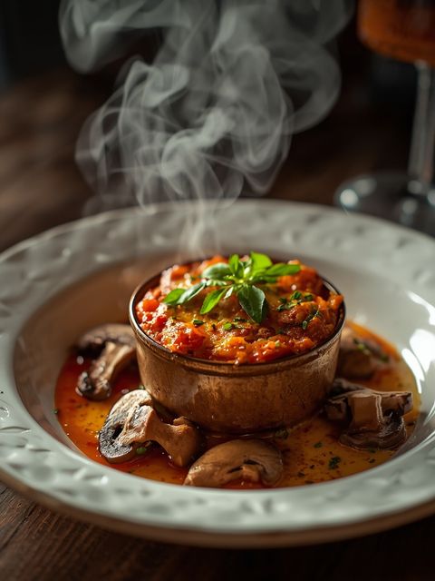 Garnek serowo-pomidorowo-grzybowy