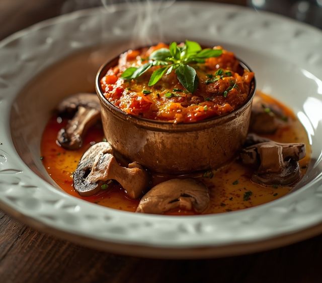 Mushroom-Tomato Cheese Pot