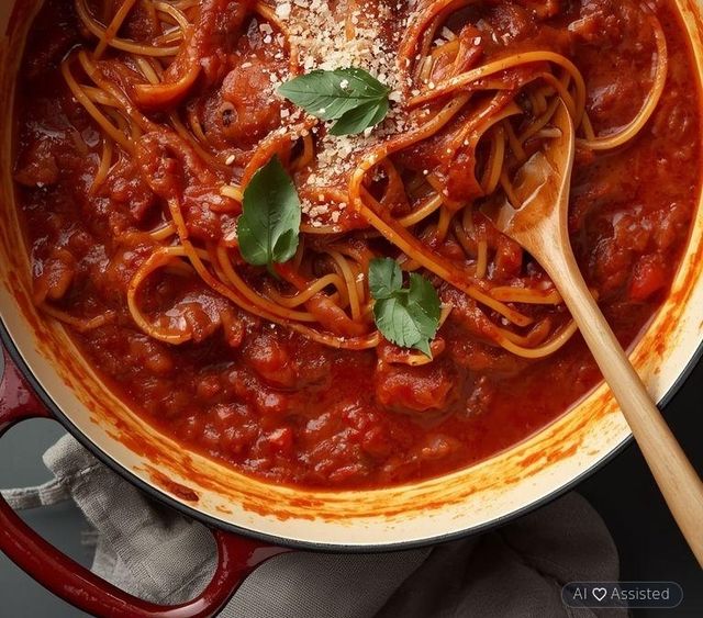 Vegane Spaghetti in Tomatensauce - Einzeltopf