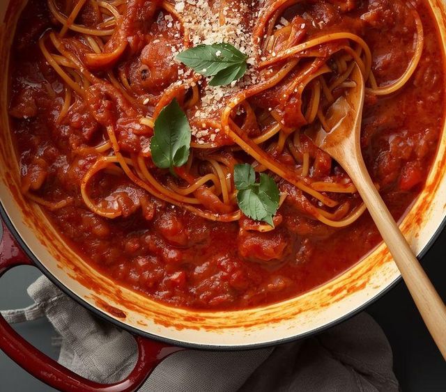 Vegan Spaghetti in Tomato Sauce - Single-Pot
