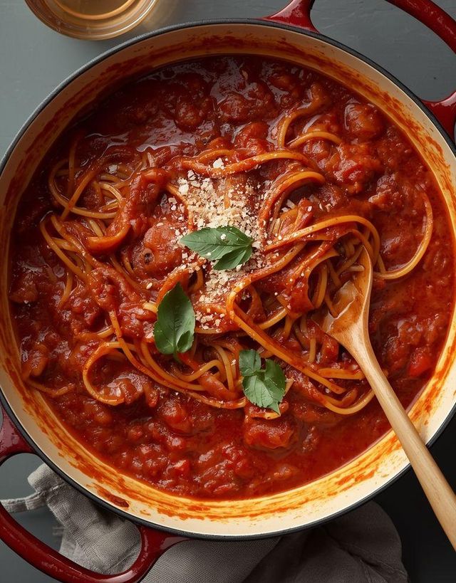Vegan Spaghetti in Tomato Sauce - Single-Pot