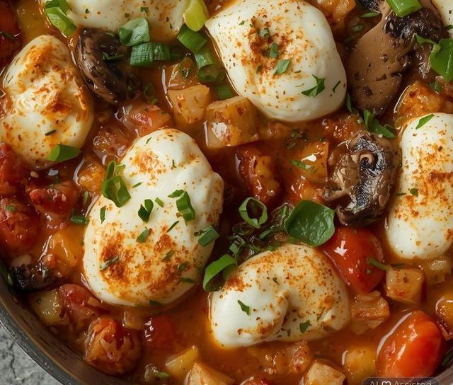 Patelnia pomidorowo-grzybowa z mozzarellą