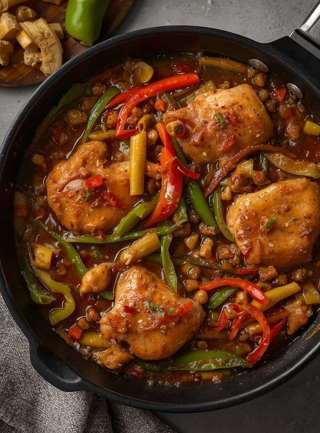 Hähnchenbrust mit Chili und Bambussprossen