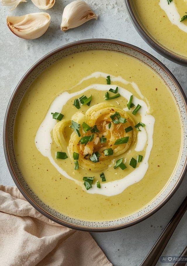 Creamy Zucchini Soup with Garlic and Cabanossi
