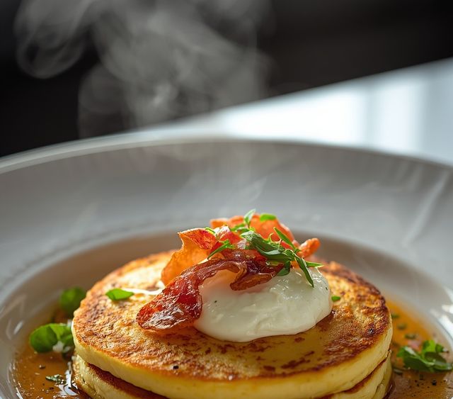 Pfannkuchen mit Mozzarella und Bacon