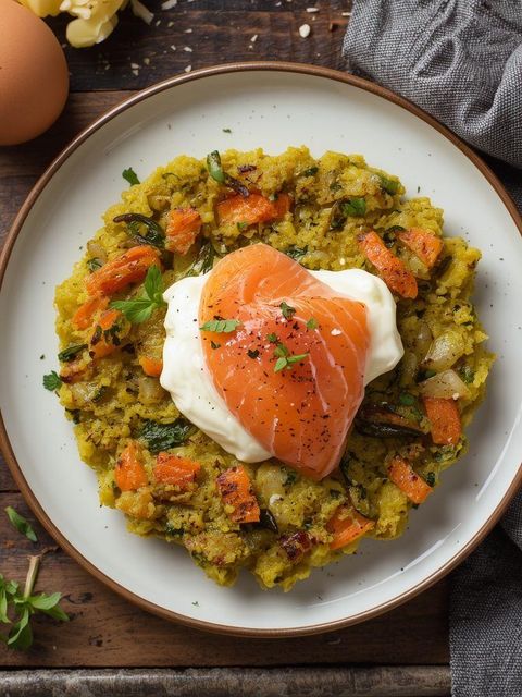 Zucchini & Carrot Rösti with Cream Cheese and Salmon
