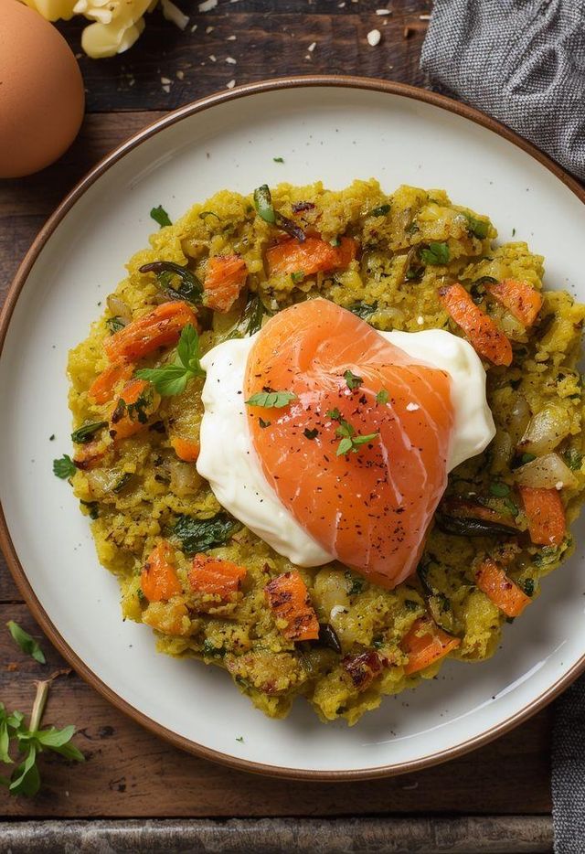 Zucchini & Carrot Rösti with Cream Cheese and Salmon