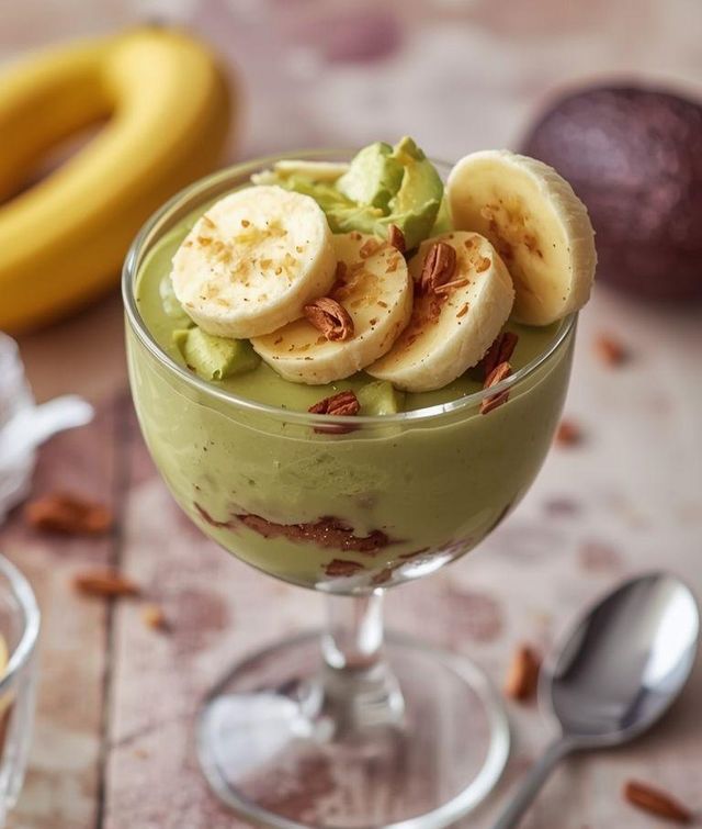 Dessert mit Avocado und Banane