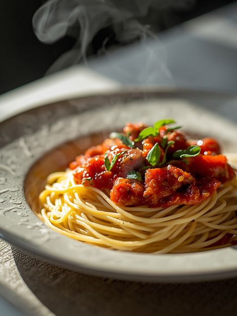 Vegetable Spaghetti with Tuna Tomato Sauce