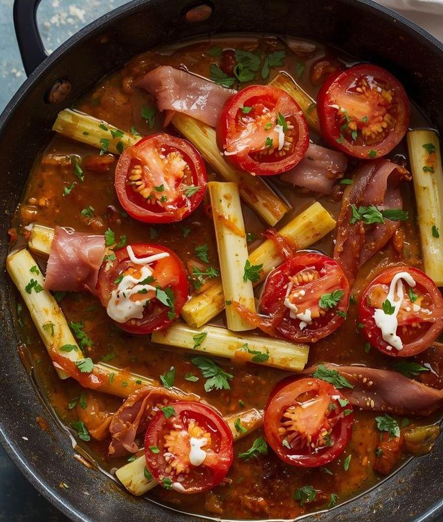 Kohlrabipfanne mit Schinken