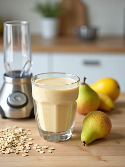 Koktajl z bananem, gruszką i płatkami owsianymi