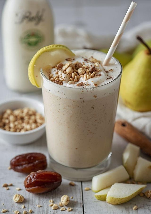 Milchshake mit Datteln und Birne