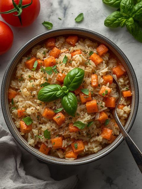 Rice with fresh tomato cream