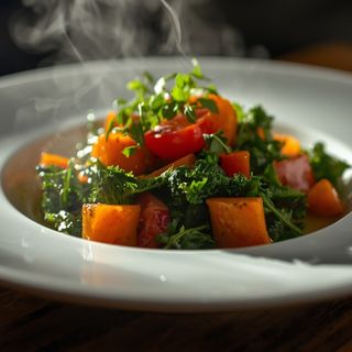 Salad with kale, tomatoes and carrots