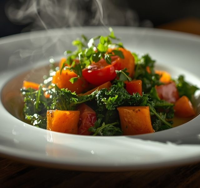 Salad with kale, tomatoes and carrots