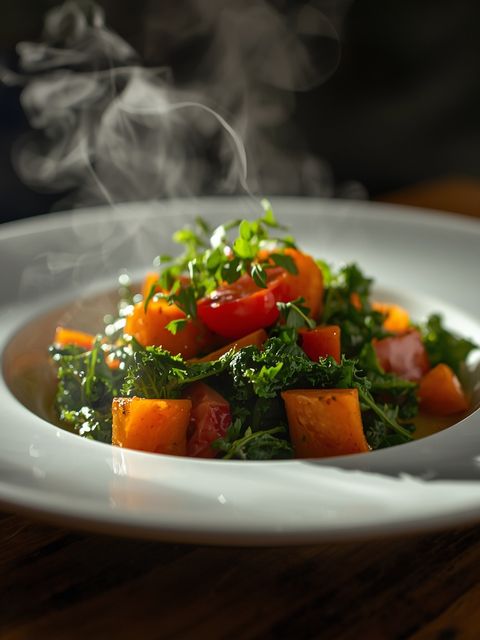 Salad with kale, tomatoes and carrots