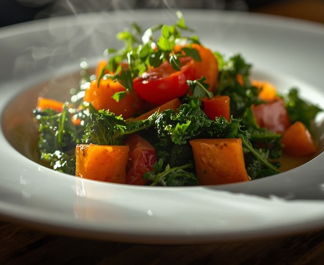 Salat mit Grünkohl, Tomaten und Karotten