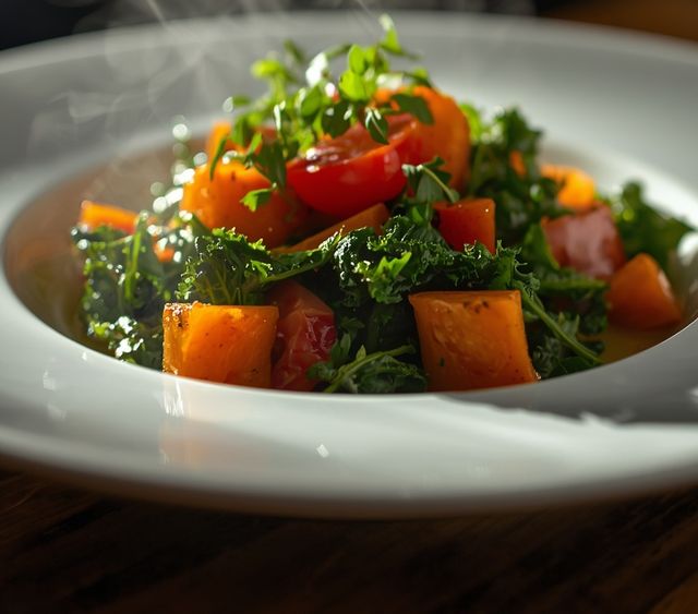 Salat mit Grünkohl, Tomaten und Karotten