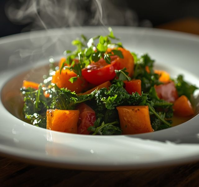 Salat mit Grünkohl, Tomaten und Karotten