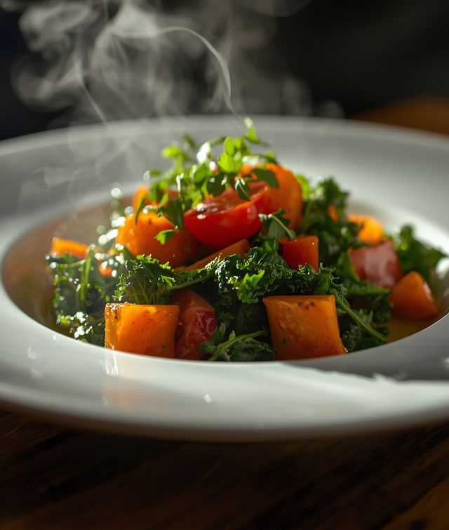 Salad with kale, tomatoes and carrots