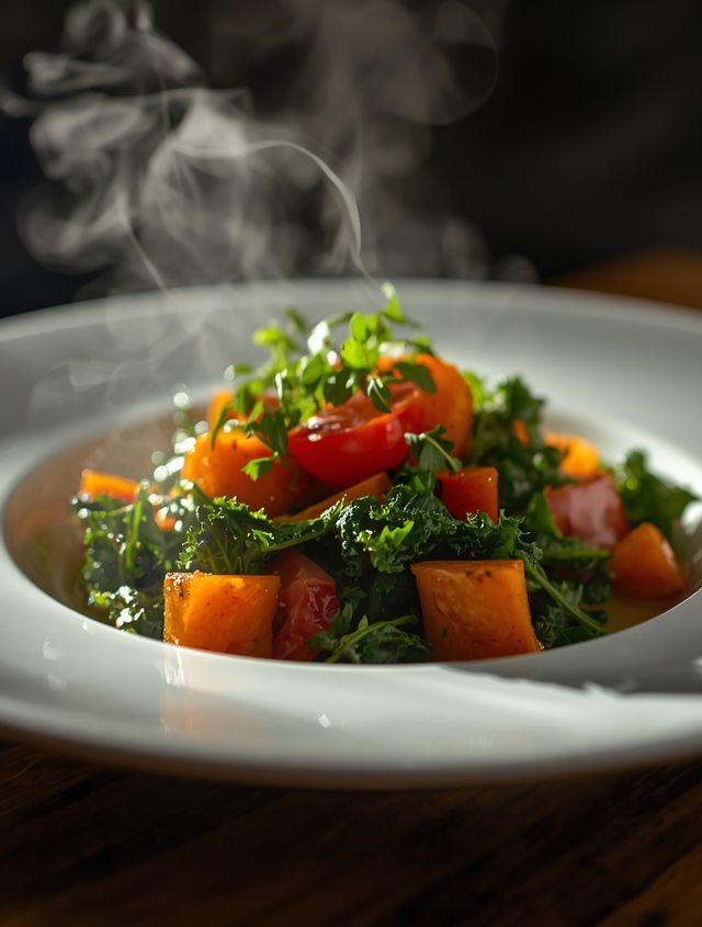 Salat mit Grünkohl, Tomaten und Karotten