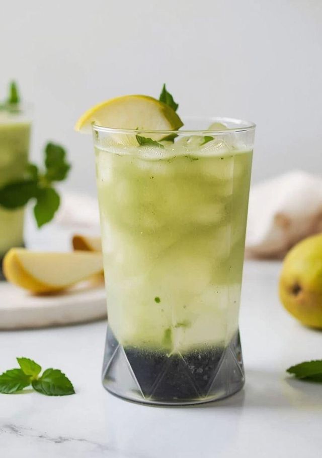 Grüner Cocktail mit Birne