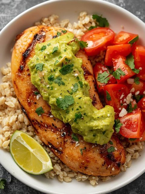 Grilled Lime-Cilantro Chicken with Guacamole