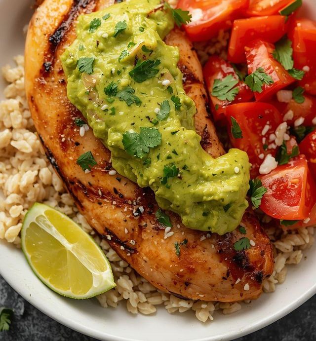 Grillowany kurczak limonkowo-kolendrowy z guacamole
