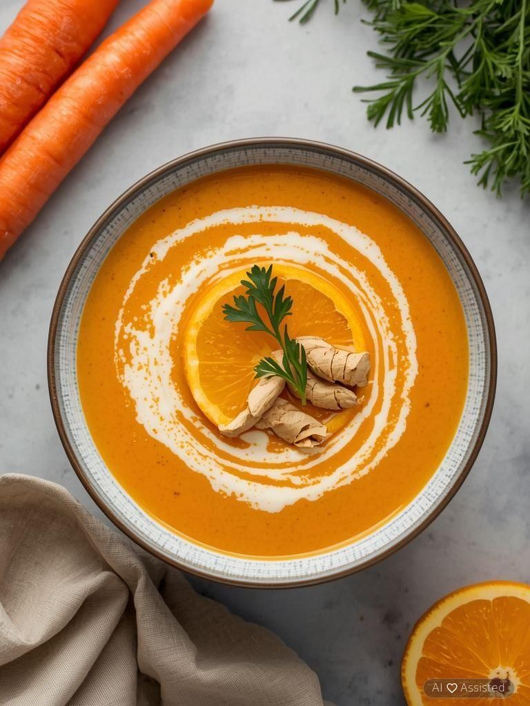 Creamy carrot soup with ginger