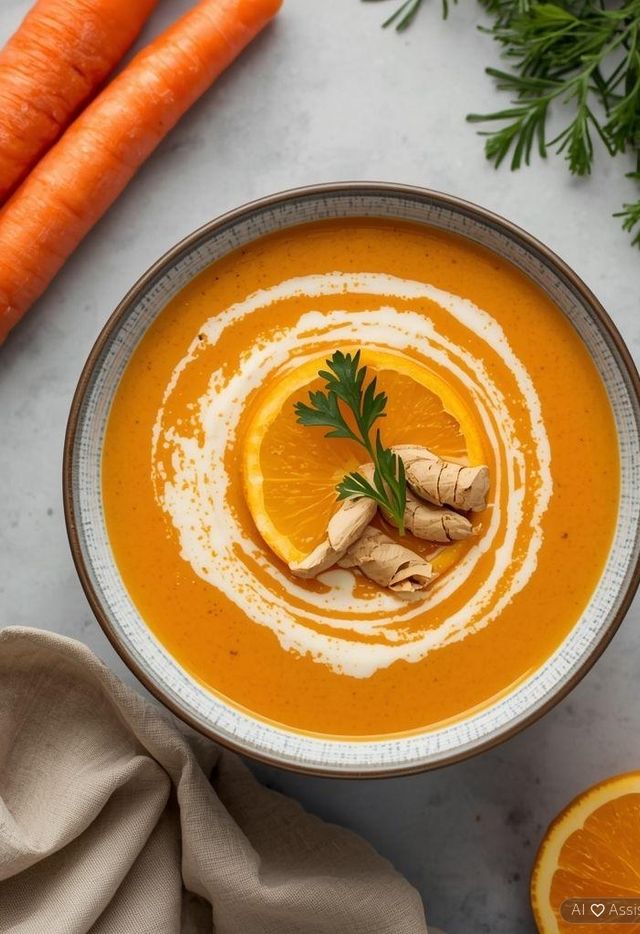 Creamy carrot soup with ginger
