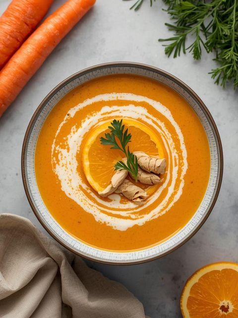 Creamy carrot soup with ginger