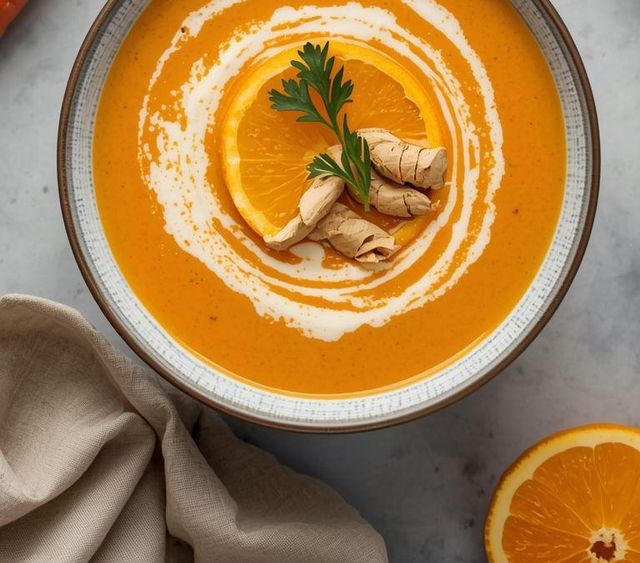 Creamy carrot soup with ginger
