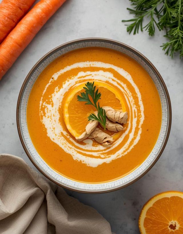 Creamy carrot soup with ginger