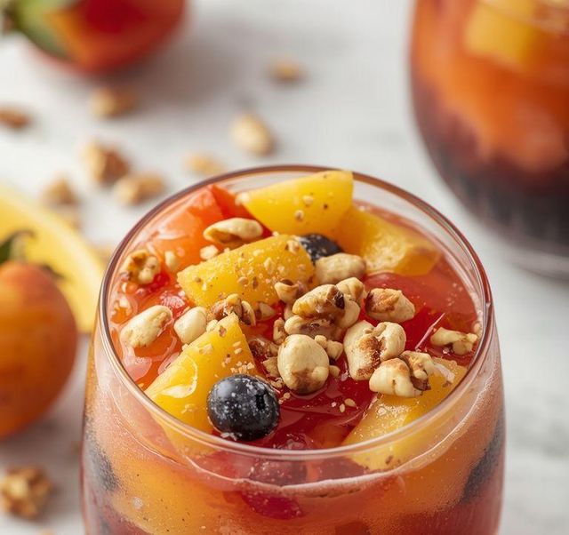Fruchtcocktail mit Walnüssen