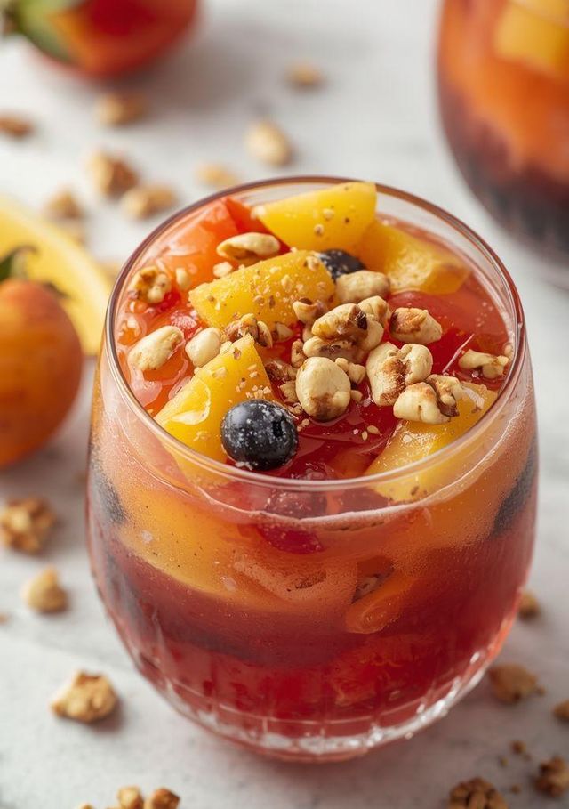 Fruit cocktail with walnuts