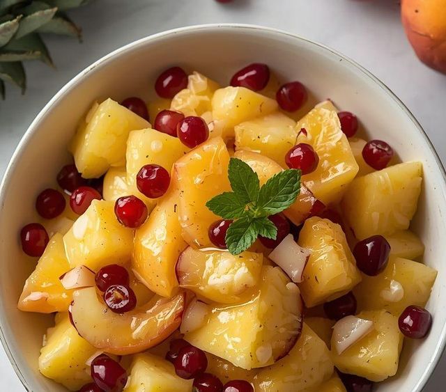 Fruit salad with pineapple and nectarine