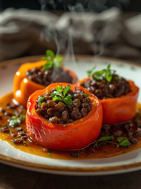 Peppers stuffed with lentils