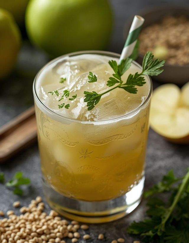 Apple cocktail with parsley